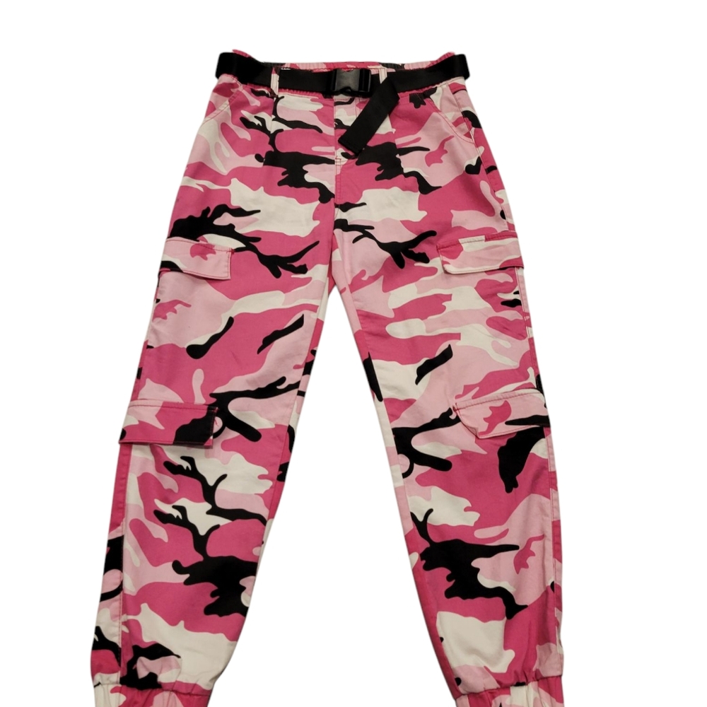 Kids Pink Camo Cargo Pants
